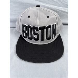 BOSTON Snapback Hat Cap by Elidan Co. Adjustable snap pack, Gray Baseball Cap
